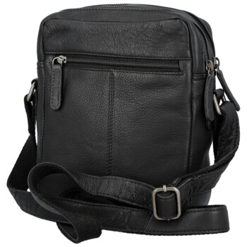 Pánska kožená crossbody taška čierna - Bellugio Serchio