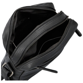 Pánska kožená crossbody taška čierna - Bellugio Serchio