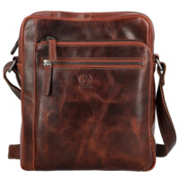 Pánska kožená crossbody taška tmavo hnedá - Bellugio Dalnim
