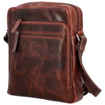 Pánska kožená crossbody taška tmavo hnedá - Bellugio Dalnim