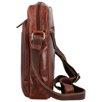 Pánska kožená crossbody taška tmavo hnedá - Bellugio Dalnim