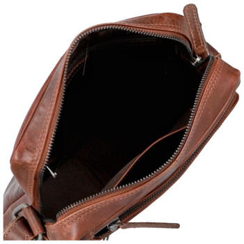 Pánska kožená crossbody taška tmavo hnedá - Bellugio Dalnim