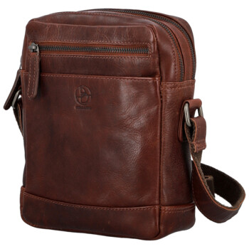 Pánska kožená crossbody taška tmavo hnedá - Bellugio Serchio