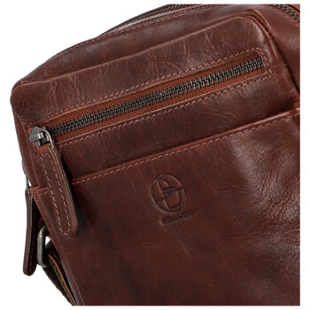 Pánska kožená crossbody taška tmavo hnedá - Bellugio Serchio