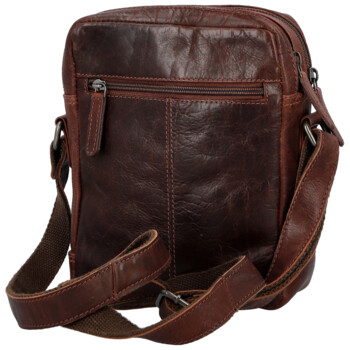 Pánska kožená crossbody taška tmavo hnedá - Bellugio Serchio