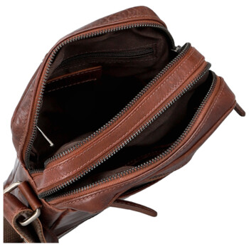 Pánska kožená crossbody taška tmavo hnedá - Bellugio Serchio