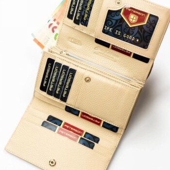 Dámska koženkovo/kožená peňaženka béžová - Peterson Emina