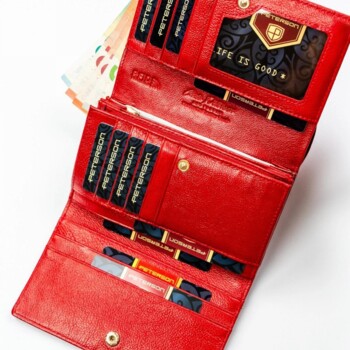 Dámska koženkovo/kožená peňaženka červená - Peterson Emina