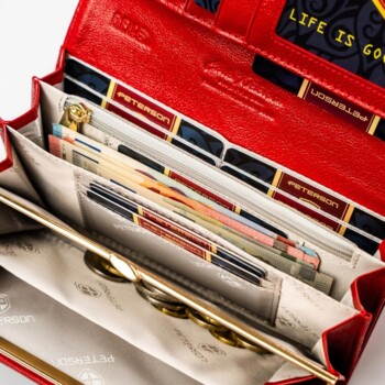 Dámska koženkovo/kožená peňaženka červená - Peterson Aniko