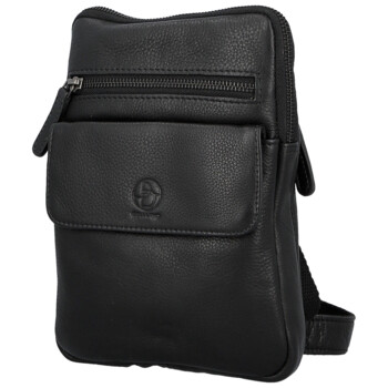 Pánska kožená crossbody taška čierna - Bellugio Veren