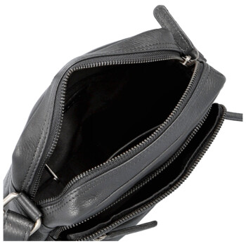 Pánska kožená crossbody taška čierna - Bellugio Lewin