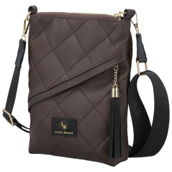 Dámska crossbody kabelka tmavo hnedá - Laura Biaggi Amia