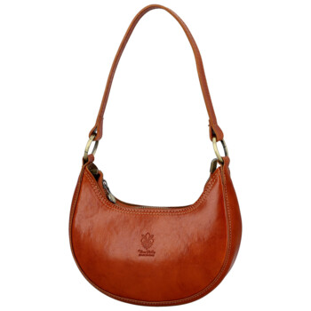 Dámska kožená kabelka na rameno koňaková - Delami Vera Pelle Fidelie