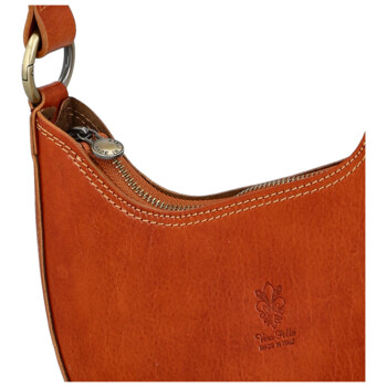 Dámska kožená kabelka na rameno koňaková - Delami Vera Pelle Anissa