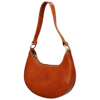 Dámska kožená kabelka na rameno koňaková - Delami Vera Pelle Anissa