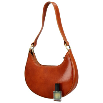 Dámska kožená kabelka na rameno koňaková - Delami Vera Pelle Anissa