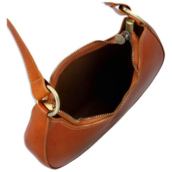 Dámska kožená kabelka na rameno koňaková - Delami Vera Pelle Anissa