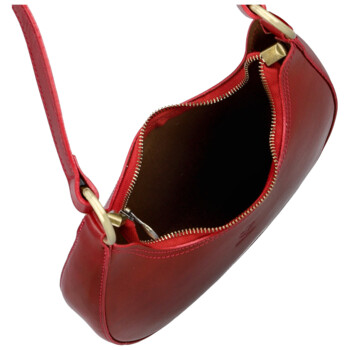 Dámska kožená kabelka na rameno červená - Delami Vera Pelle Anissa