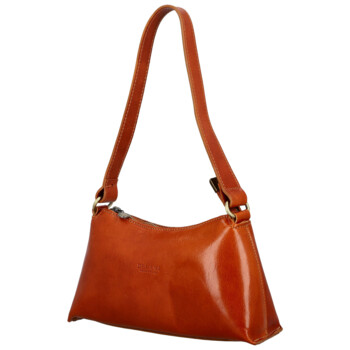 Dámska kožená kabelka na rameno koňaková - Delami Vera Pelle Araxi