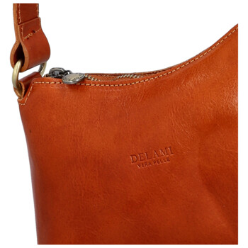 Dámska kožená kabelka na rameno koňaková - Delami Vera Pelle Araxi