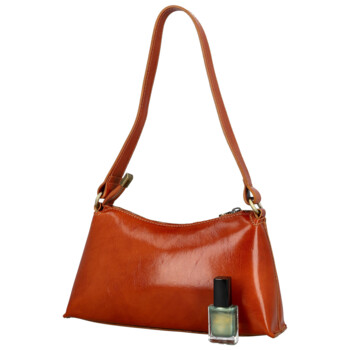Dámska kožená kabelka na rameno koňaková - Delami Vera Pelle Araxi