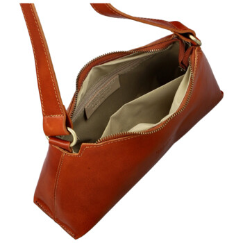 Dámska kožená kabelka na rameno koňaková - Delami Vera Pelle Araxi