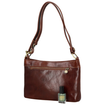 Dámska kožená kabelka na rameno hnedá - Delami Vera Pelle Kilveri