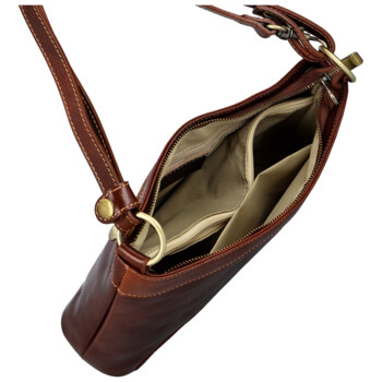 Dámska kožená kabelka na rameno hnedá - Delami Vera Pelle Kilveri