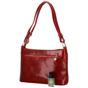 Dámska kožená kabelka na rameno červená - Delami Vera Pelle Kilveri