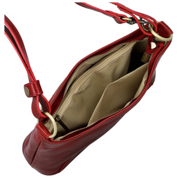 Dámska kožená kabelka na rameno červená - Delami Vera Pelle Kilveri