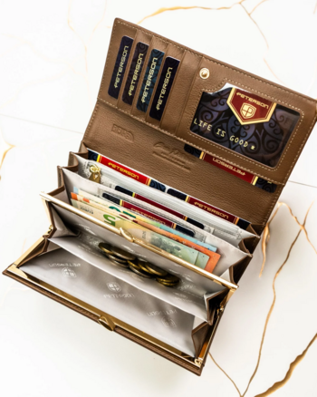 Dámska koženkovo/kožená peňaženka hnedá - Peterson Birgita