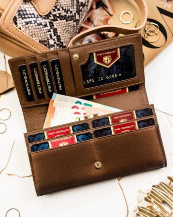 Dámska koženkovo/kožená peňaženka hnedá - Peterson Birgita