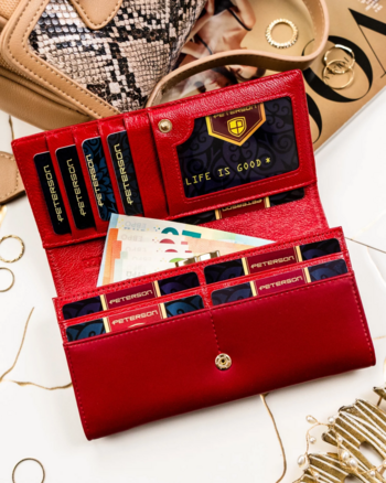 Dámska koženkovo/kožená peňaženka červená - Peterson Birgita