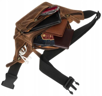 Pánska kožená oblička taupe - Wild Madron