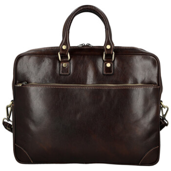 Kožená business taška tmavo hnedá - Delami Vera Pelle Evarist