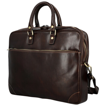 Kožená business taška tmavo hnedá - Delami Vera Pelle Evarist