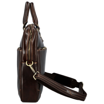 Kožená business taška tmavo hnedá - Delami Vera Pelle Evarist