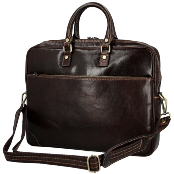 Kožená business taška tmavo hnedá - Delami Vera Pelle Evarist