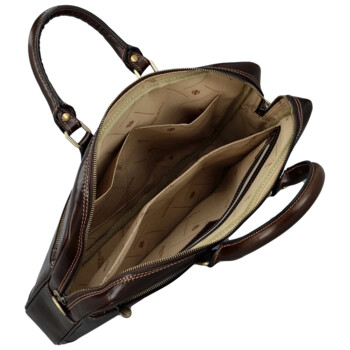 Kožená business taška tmavo hnedá - Delami Vera Pelle Evarist