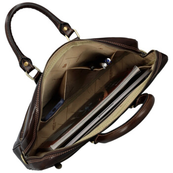 Kožená business taška tmavo hnedá - Delami Vera Pelle Evarist