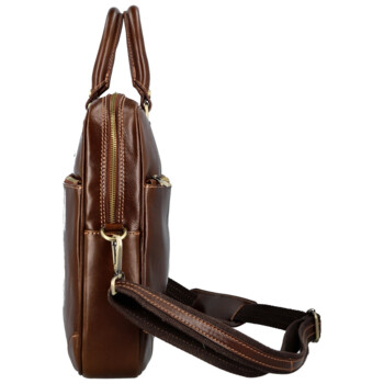 Kožená business taška hnedá - Delami Vera Pelle Evarist