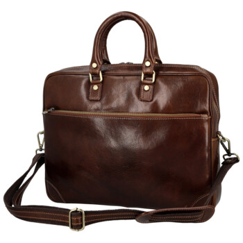 Kožená business taška hnedá - Delami Vera Pelle Evarist