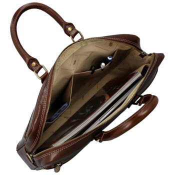 Kožená business taška hnedá - Delami Vera Pelle Evarist