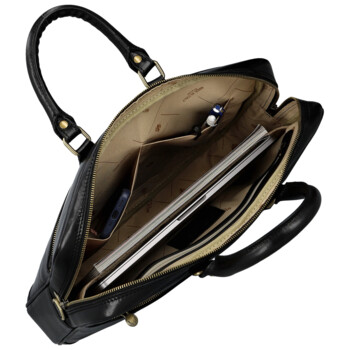 Kožená business taška čierna - Delami Vera Pelle Evarist