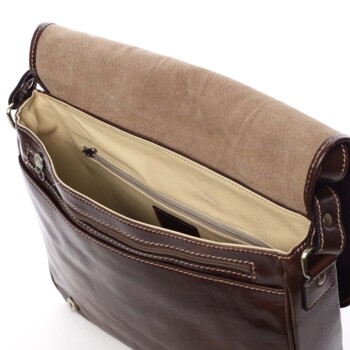 Pánska kožená crossbody kabelka hnedá - Delami Mohex