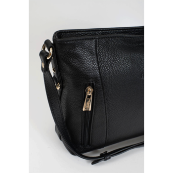 Dámska kožená kabelka cez rameno čierna - Fagola Preira