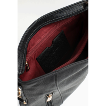 Dámska kožená kabelka cez rameno čierna - Fagola Preira