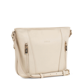 Dámska kožená kabelka cez rameno béžová - Fagola Preira