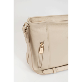 Dámska kožená kabelka cez rameno béžová - Fagola Preira