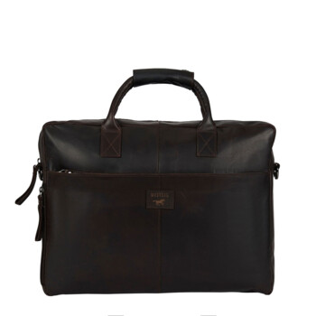 Pánska kožená taška na notebook tmavo hnedá - Mustang William